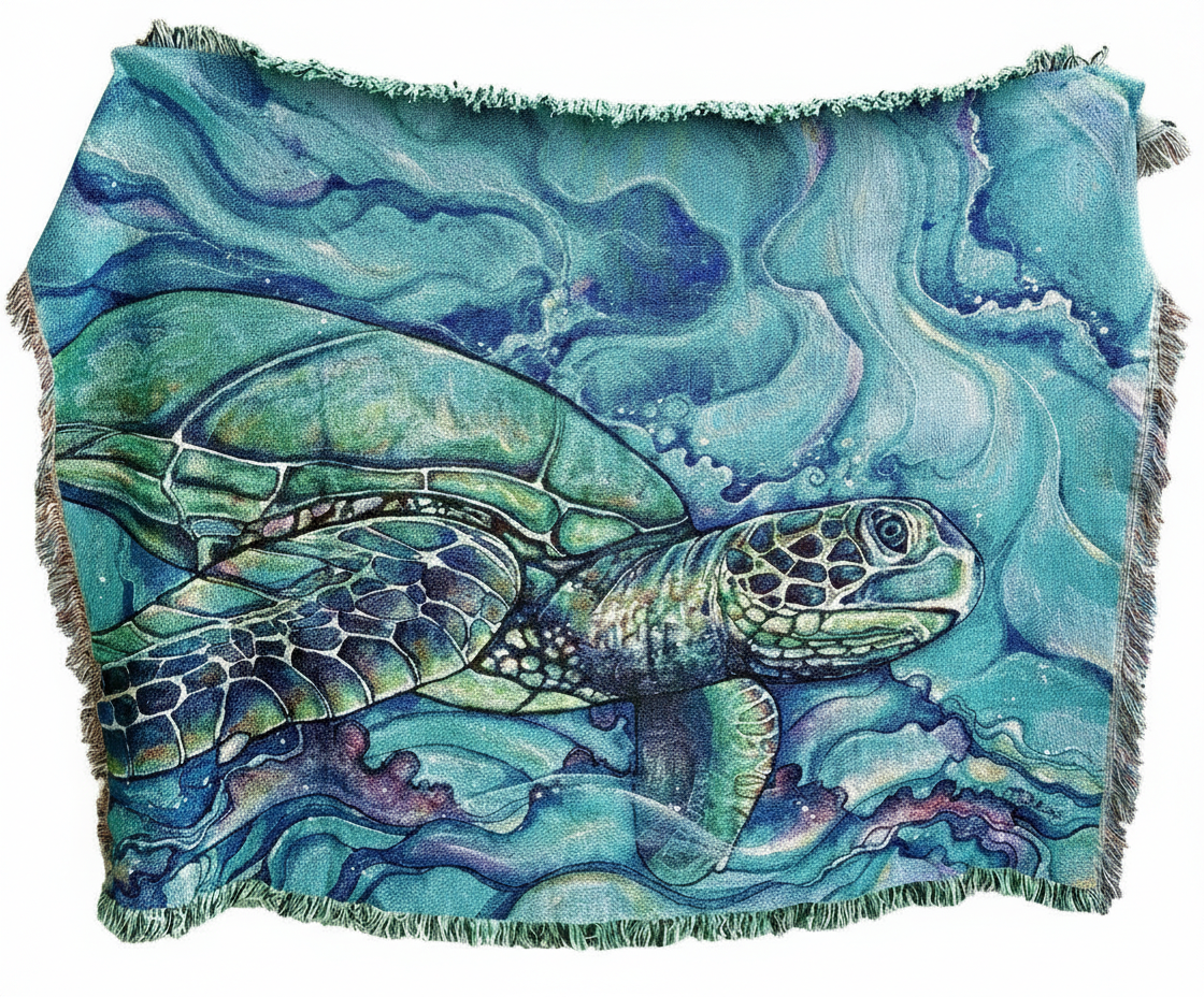 Honu Woven Blanket – Colleen Wilcox Art