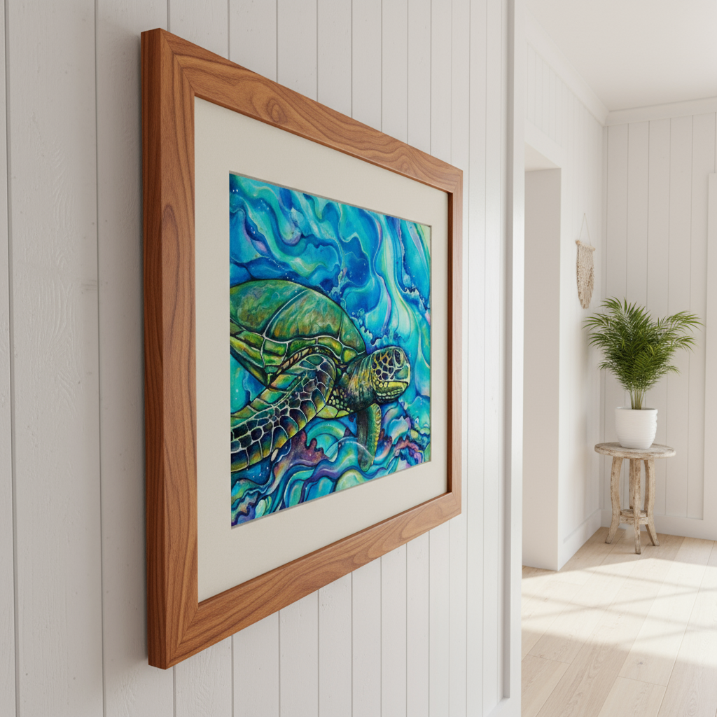 Honu Kai - Matted Print – Colleen Wilcox Art