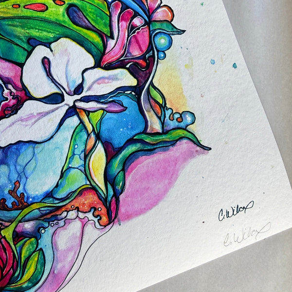 Colorful abstract artwork on a white background
