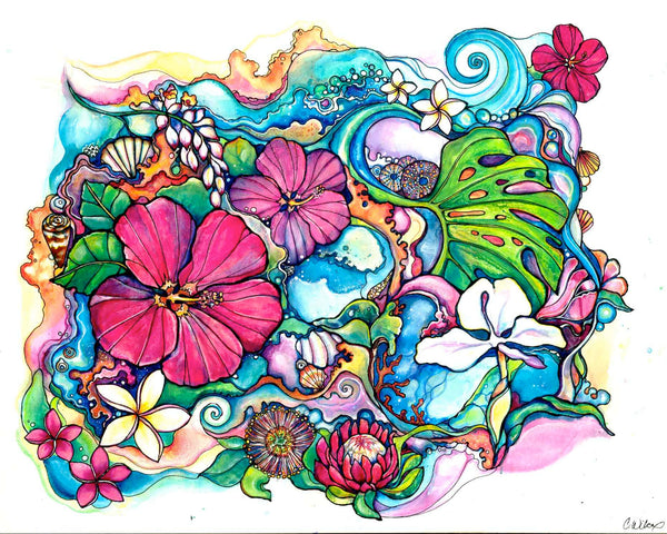 Le'a (Happiness) - Hand-Signed Agave Paper Print