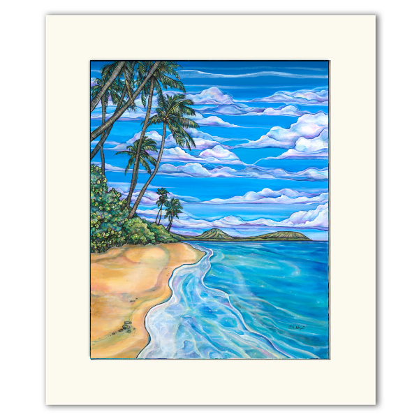 Kahala Beach- Matted Print – Colleen Wilcox Art