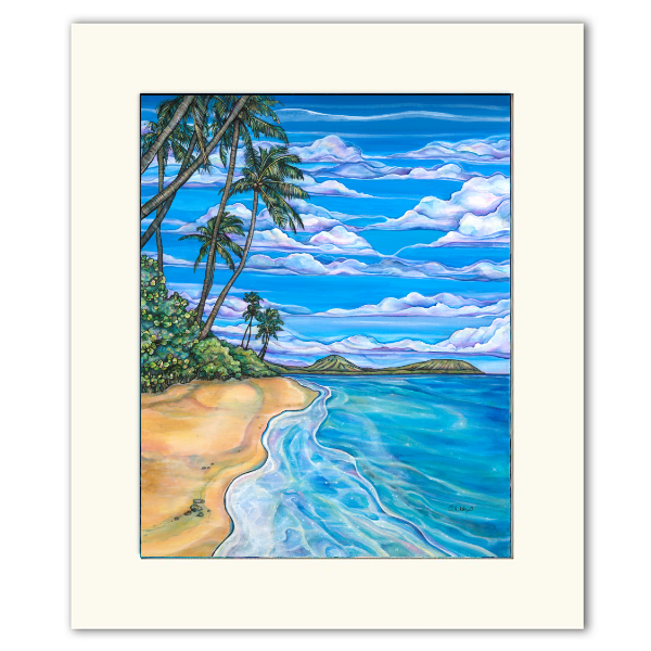 Kahala Beach- Matted Print – Colleen Wilcox Art Kahala Beach- Matted Print – Colleen Wilcox Art