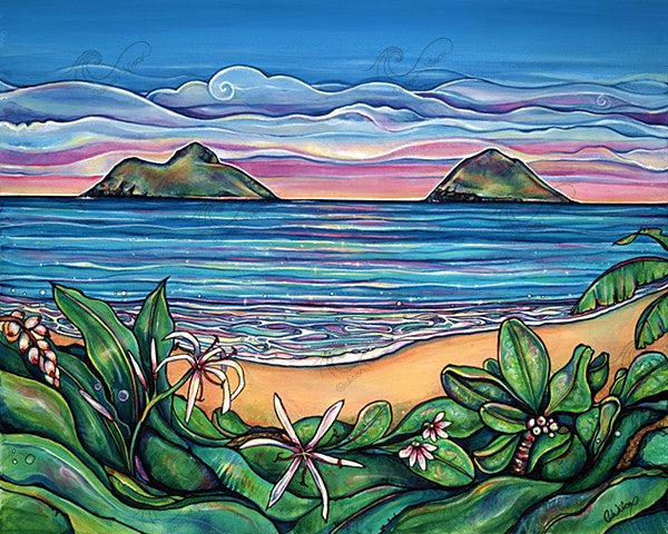 笹尾としかず水彩画 「RayKane・A lani slackkey」 Lanikai Sunrise Giclee on Canvas (edition of 50) – Colleen Wilcox Art
