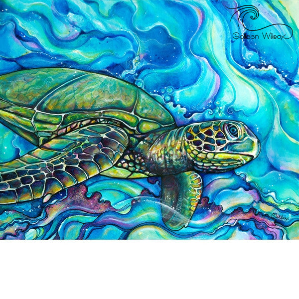 Colleen Wilcox Sea Sky ソフトファンボード Honu Kai Giclee on Canvas (edition of 50) – Colleen Wilcox Art